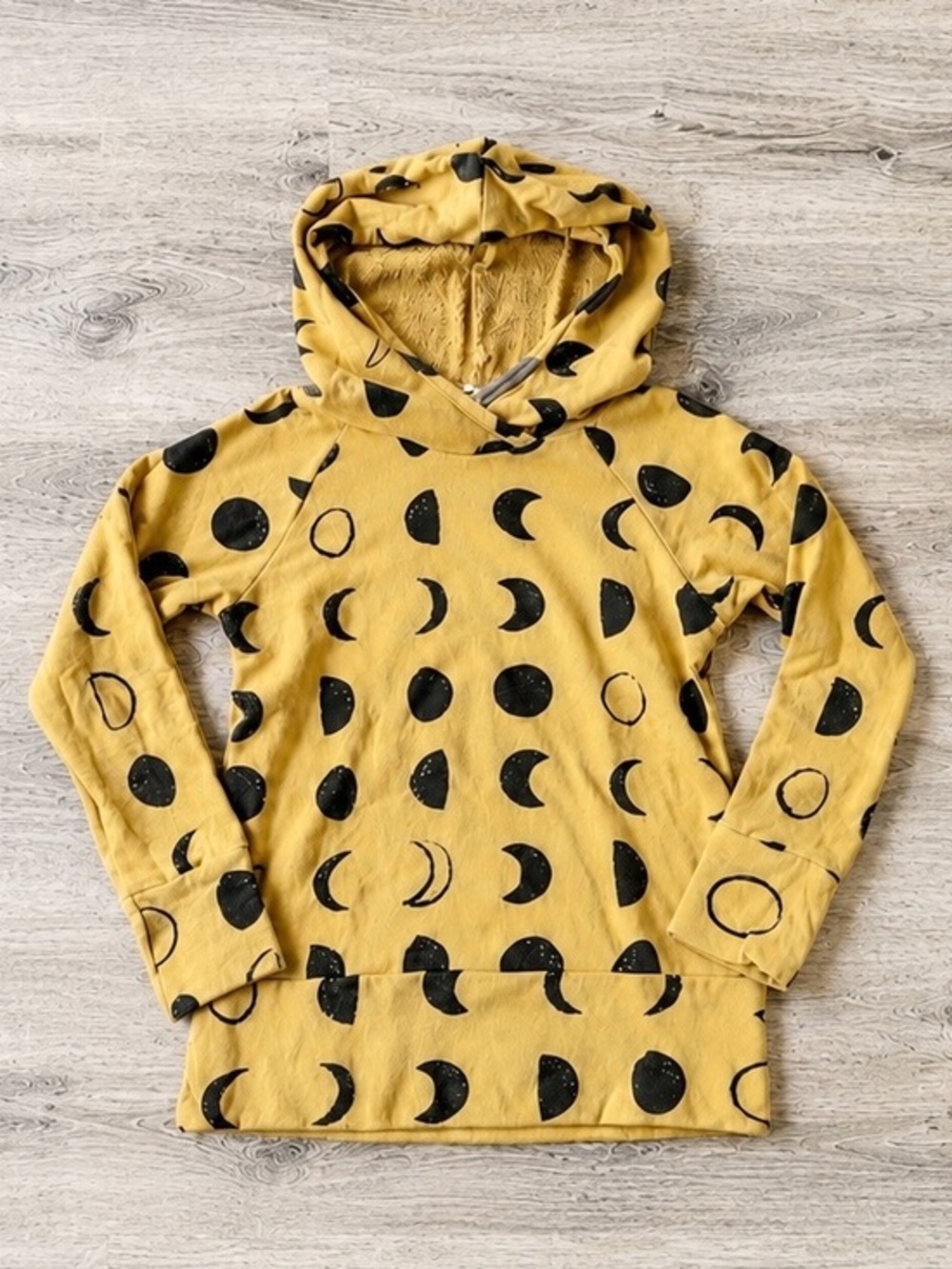 Gus + Steel Organic Cotton Moon Phase Hoodie Mustard Kids 6/7
